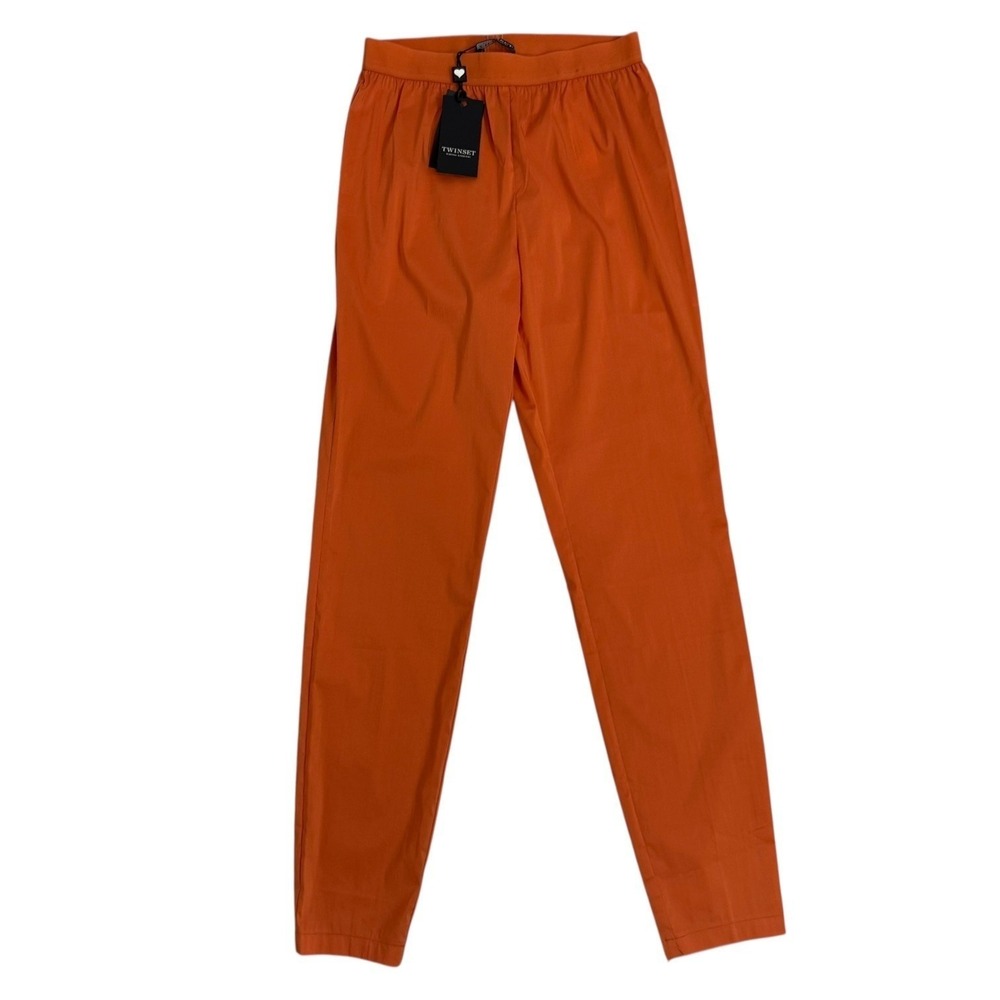 NEW TWINSET Simona Barbieri Orange Elastic Waist Pull On Pants S Lightweight